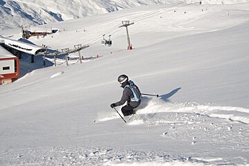 skier in powder