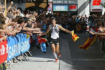 An image of Ultra Trail du Mont Blanc winner Kilian Jornet in Chamonix 2009