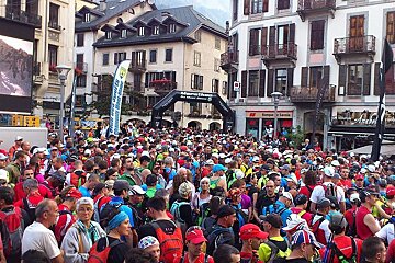 An image of runners about the start the marathon in Chamonix Mont Blanc