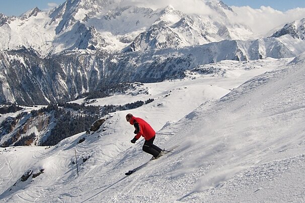 skier on black run