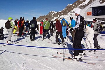 skiers, Telesiege des Glaciers, 2Alpes