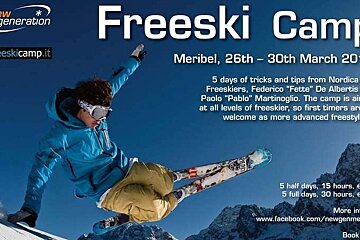 An advertisement for a freeski camp in meribel