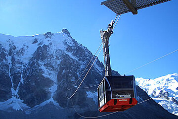 A cable car with the word chamonix on it