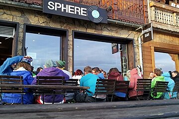 Group of people on the terrace at the Sphere