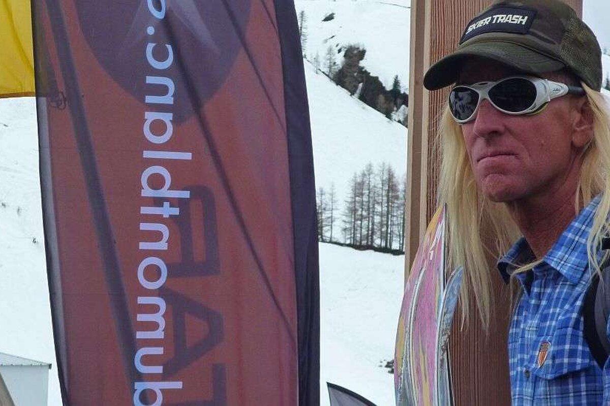 An image of pro-skier Glen Plake at the Grands Montets end of season closing party at Chamonix Mont Blanc