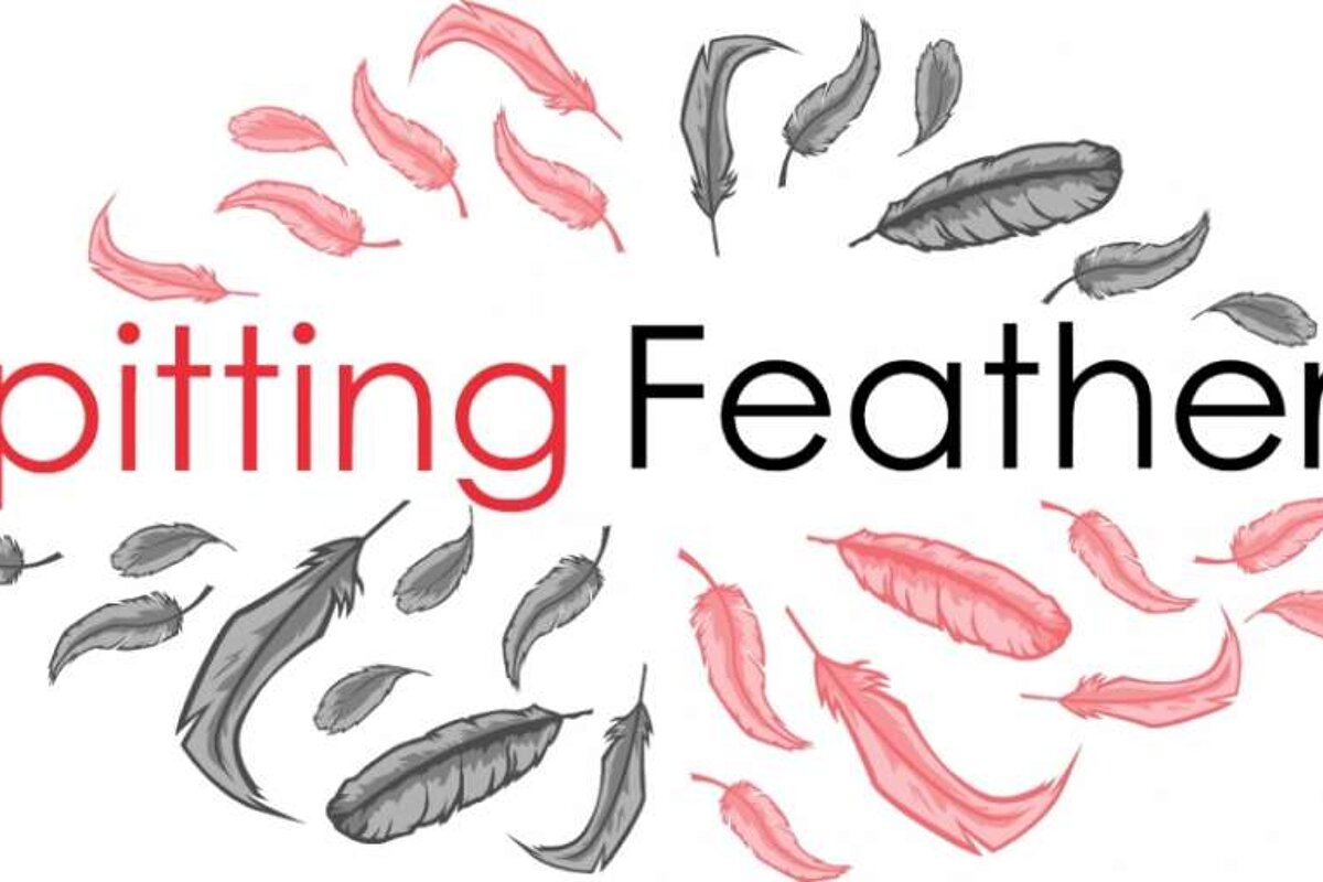 an image of a company logo with feathers around some words