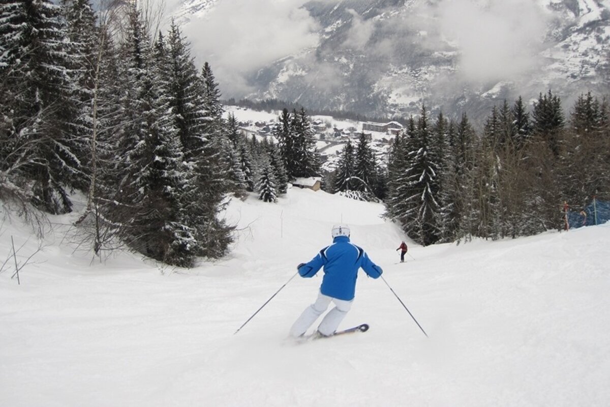 skier on black run