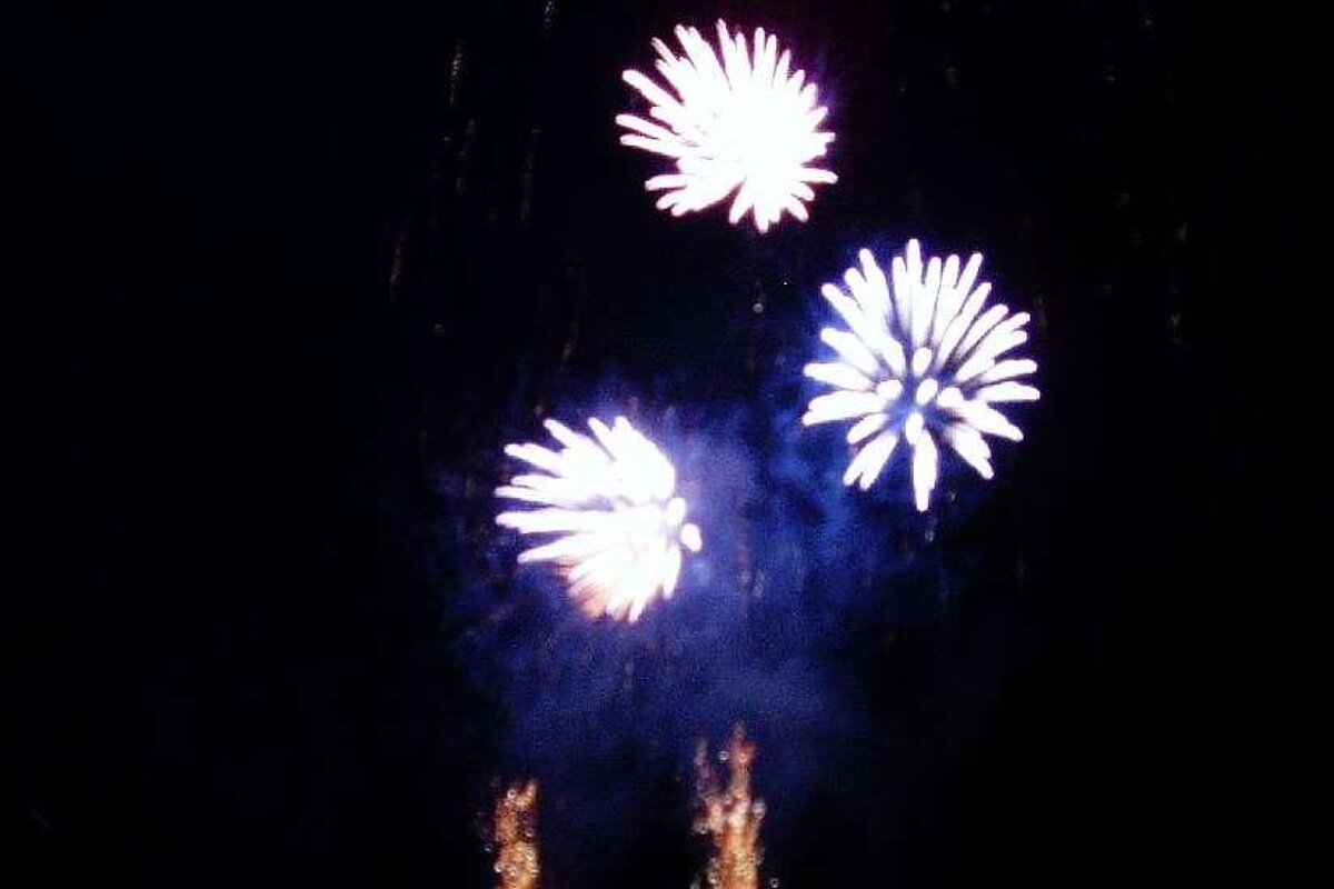 An image of a firework display at Lac Montriond