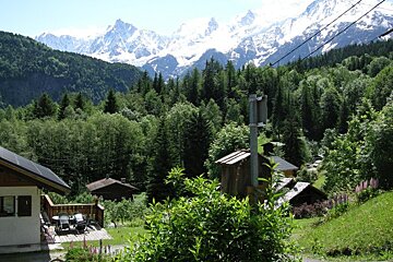 A mountain covered in snow is visible in the distance