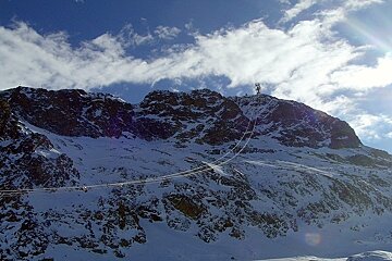 Lift wires across to top of mountain