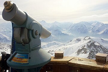 Telescope looking down at mountains