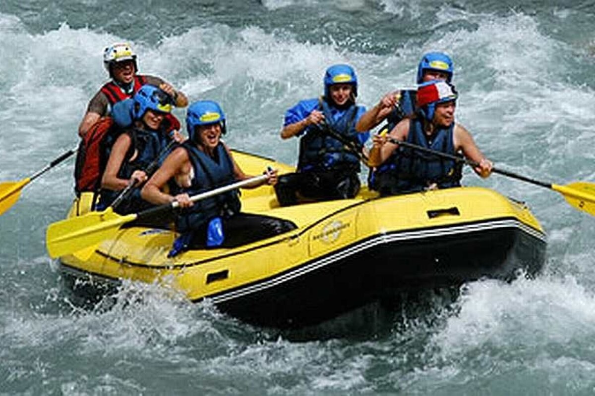 rafting down a white water river 