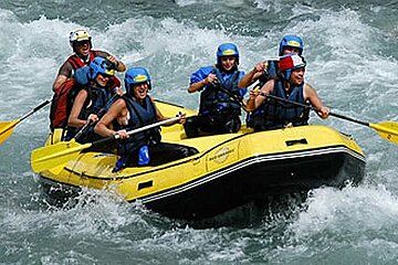 rafting down a white water river 