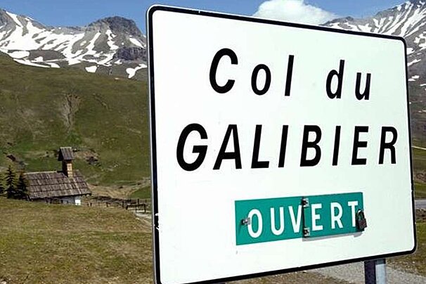 An image of a road sign on the Col du Galibier, Valloire, French Alps
