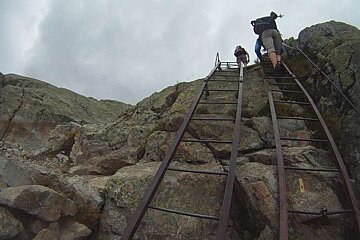 An image of the ladders on the path up to Flegere from Argentiere