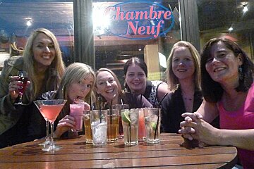 An image of a group drinking cocktails at a bar in Chamonix Mont Blanc