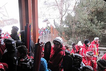 ESF instructors queueing at the Jandri lift