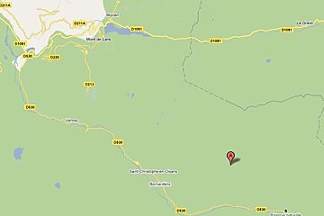 A map showing the location of a mountain in the middle of a forest