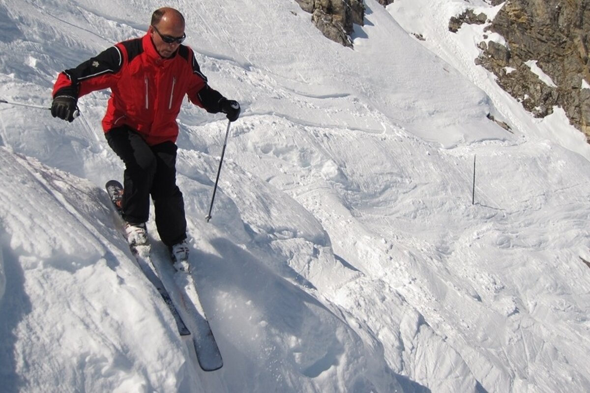 skier on moguls