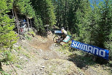 An image of a mountain biker at the UCI World Mountain Bike Championships