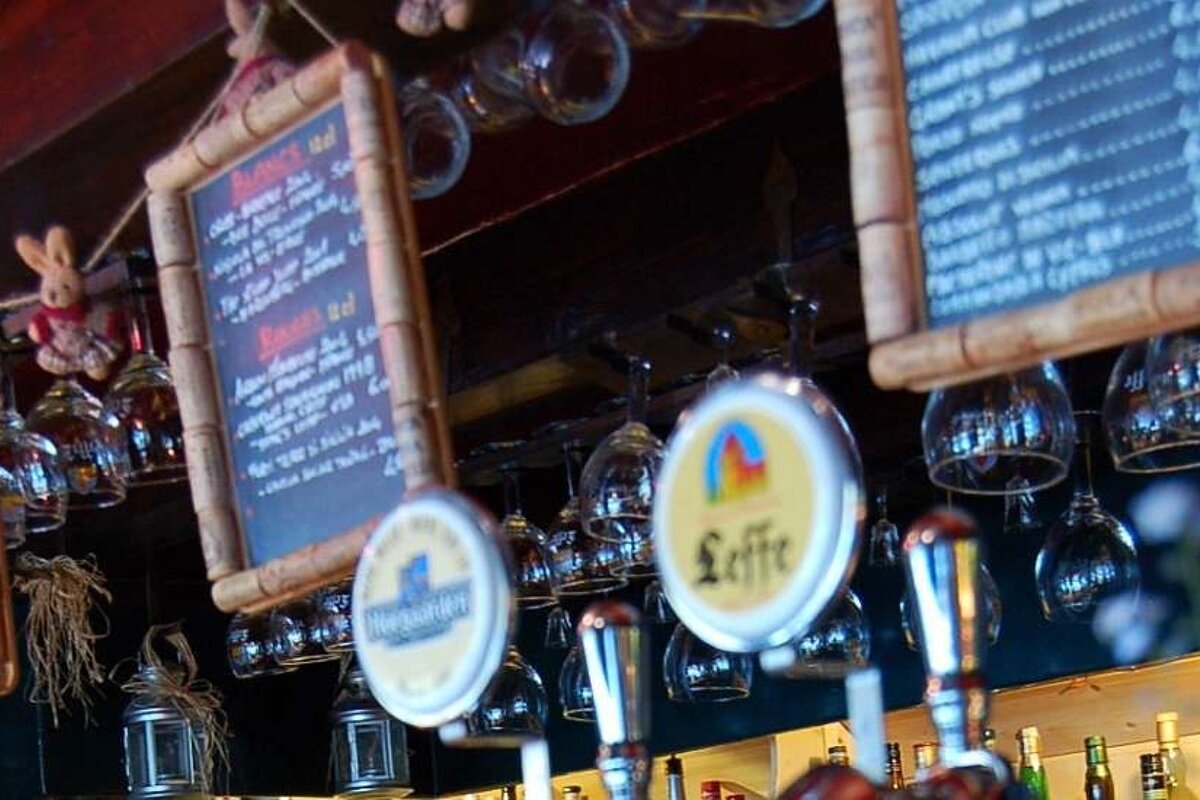 An image of beer pumps in Le Lapin Agile, Chamonix Mont Blanc