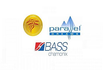 The logos for parallel dreams , bass and chamonix are on a white background