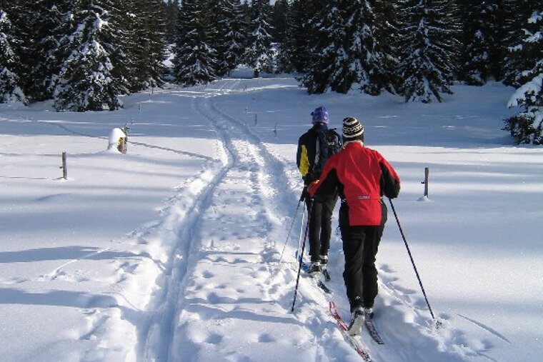 A person wearing a red jacket that says ' salomon ' on it
