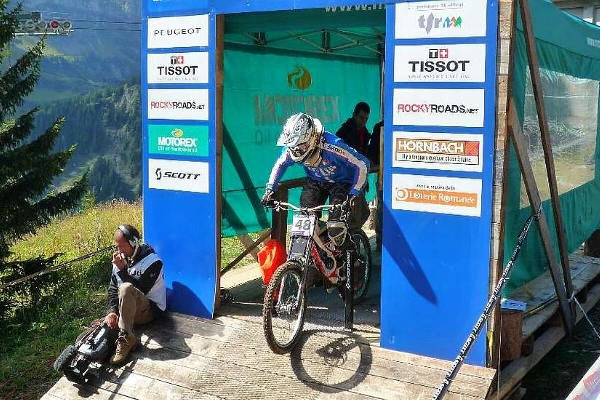 An image of a mountain biker at the UCI World Mountain Bike Championships