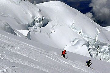 Skiing powder on Mont Blanc