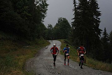 An image of Ultra Trail du Mont Blanc runners in the rain, Chamonix 2010