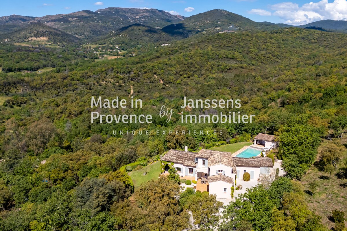 An aerial view of a house with the words made in provence by immobilier