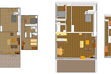 A wooden hallway with a rug on the floor