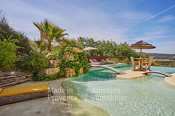 A large swimming pool with the words made in provence on the bottom