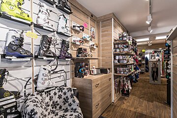A pair of dalbello ski boots are on display in a store