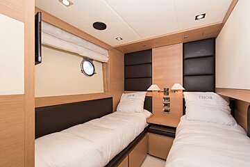 A bedroom with two beds and two pillows that say thor