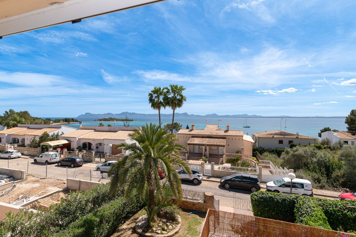 A white van is parked on the side of the road near a palm tree