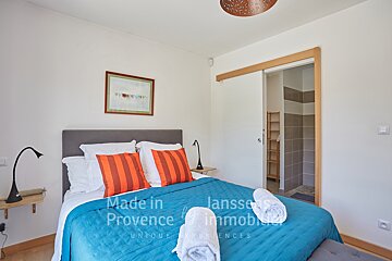 A bedroom with a bed that is made in provence