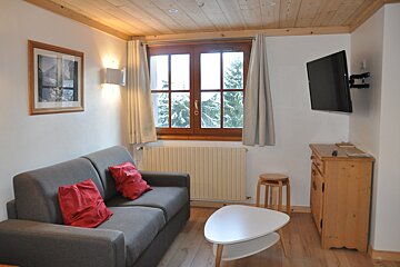 A living room with a couch and a flat screen tv