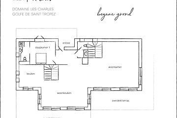 A black and white floor plan for domaine les charles golfe de saint tropez