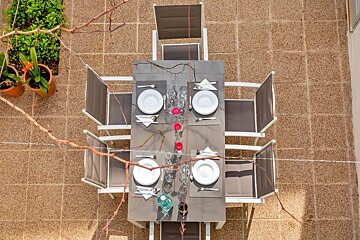 A table with plates and utensils on it