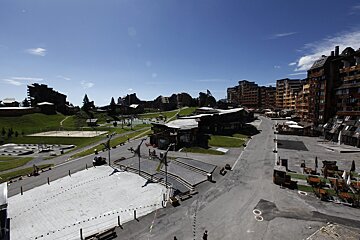 An aerial view of a city with a lot of buildings