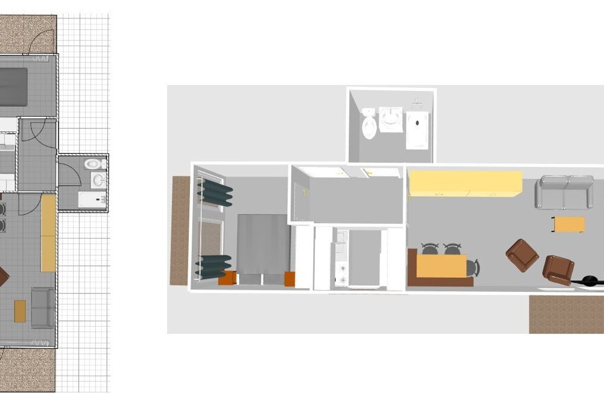 A balcony with a view of snow covered trees and mountains