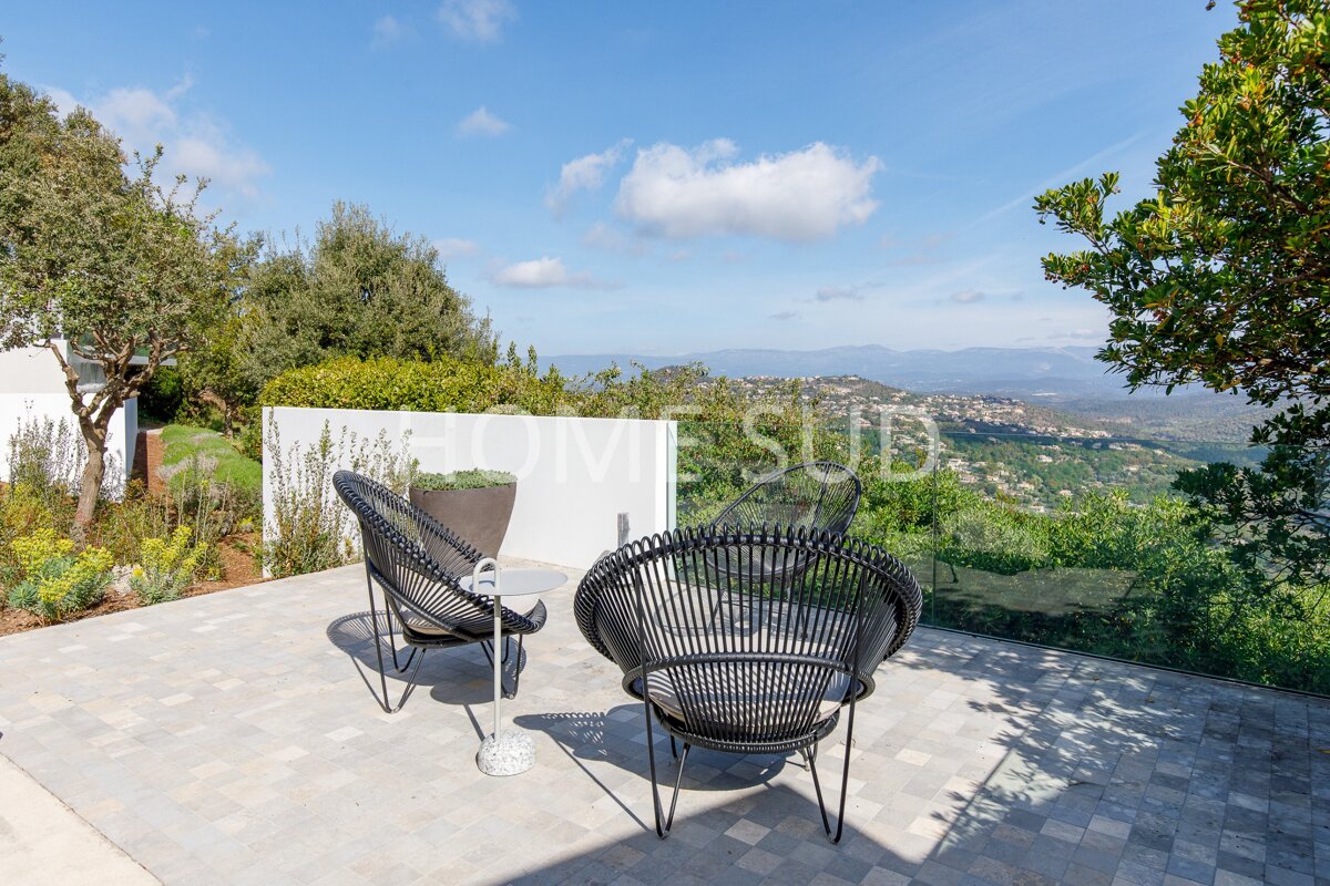 A patio with chairs and a sign that says homesud