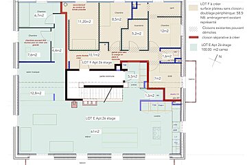 A floor plan of a house with a lot e at the bottom