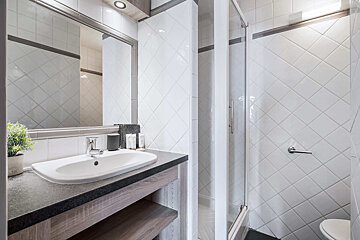 A bathroom with a sink and a toilet