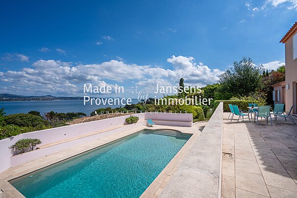 A large swimming pool with the words made in provence on the bottom