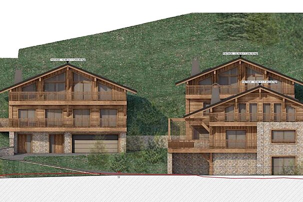 An artist 's impression of a house with the letters a and b on it