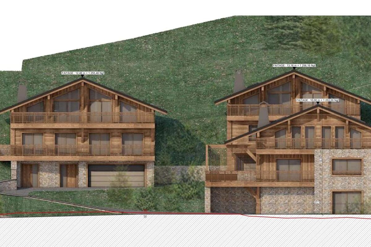 An artist 's impression of a house with the letters a and b on it