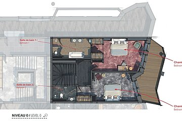 An aerial view of the second floor of a house