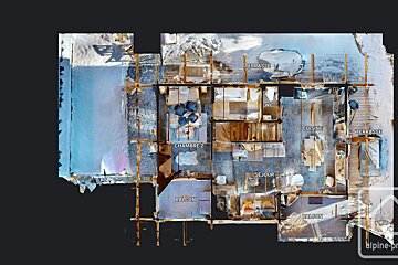 A 3d floor plan of a house with the word balcony on it